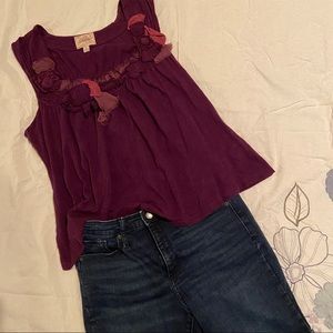 Anthropologie Deletta embellished plum tank
